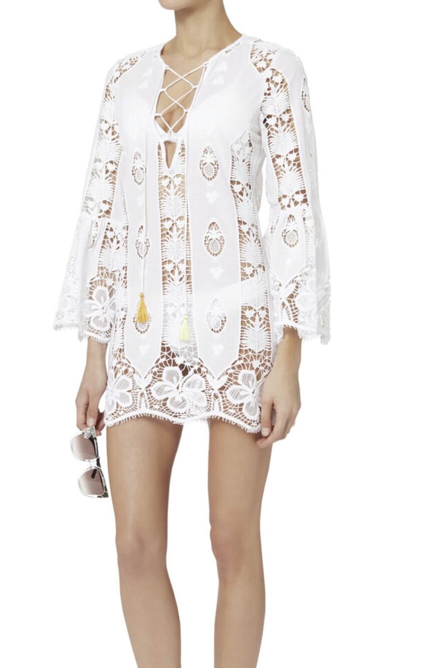 Miguelina Karla Tropical Lace-Up Cover Up Dress